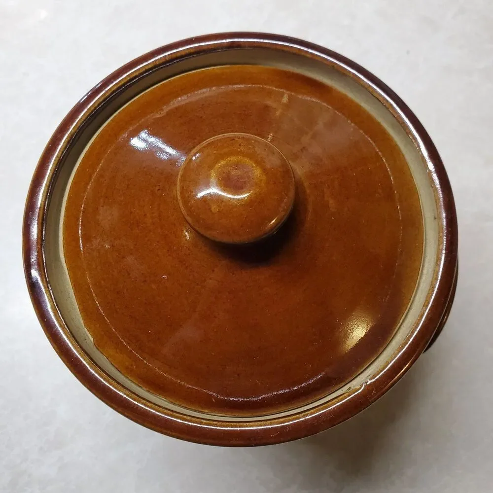 Pearsons of Chesterfield England Pottery Canister Brown Tan Crock With Lid 5